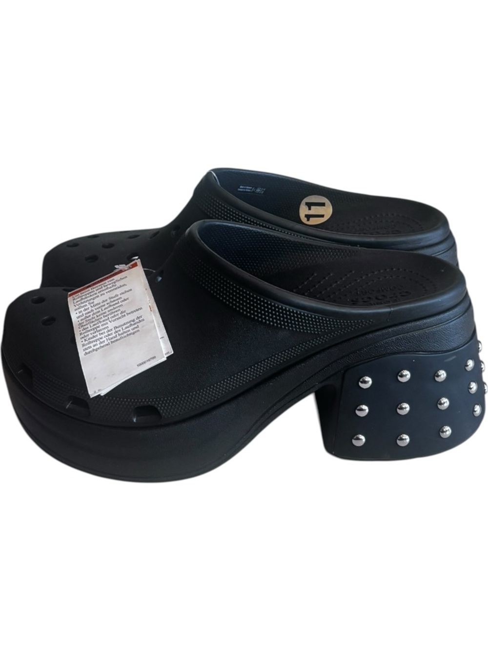 Crocs Siren Studded Clogs Black Platform Heels Goth Chunky Y2K Alt Size 11 NWT - Picture 4 of 8